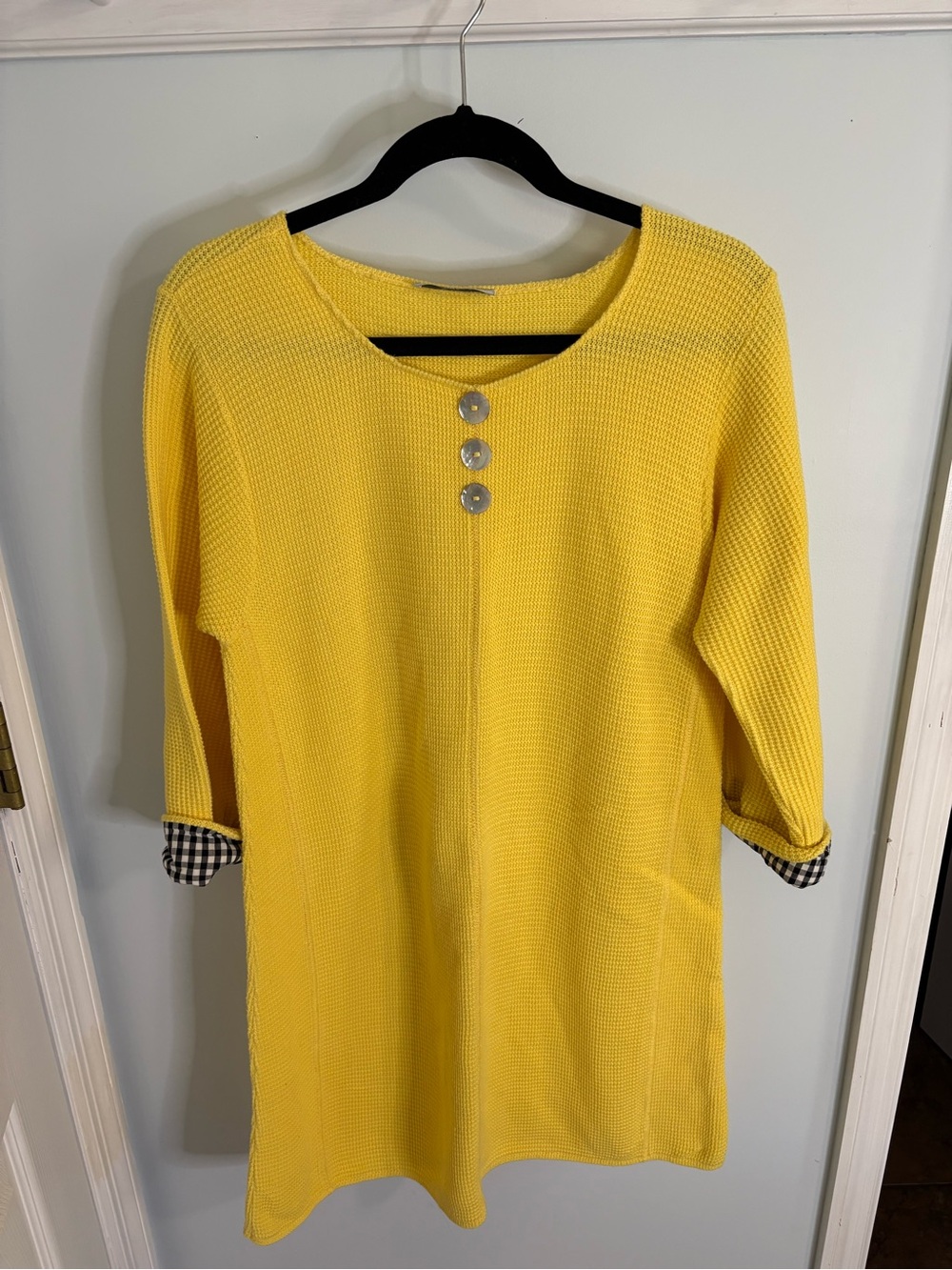 Sunny Yellow Button-Accent Knit Tunic